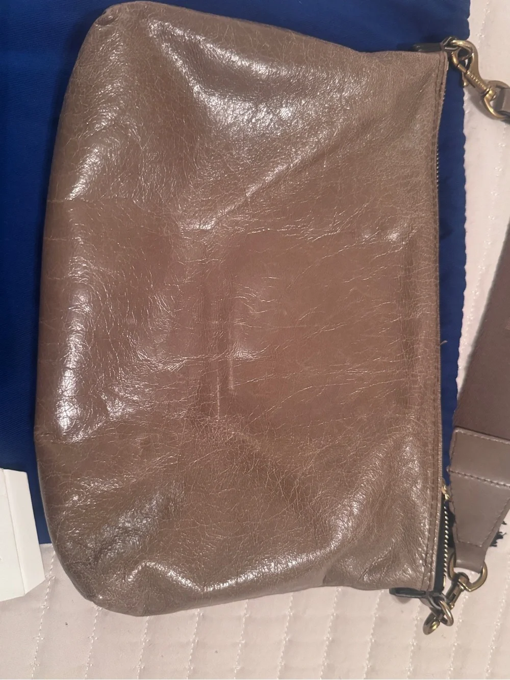 Isabel Marant Taupe Shiny Leather Crossbody with Branded Strap - Picture 3 of 9